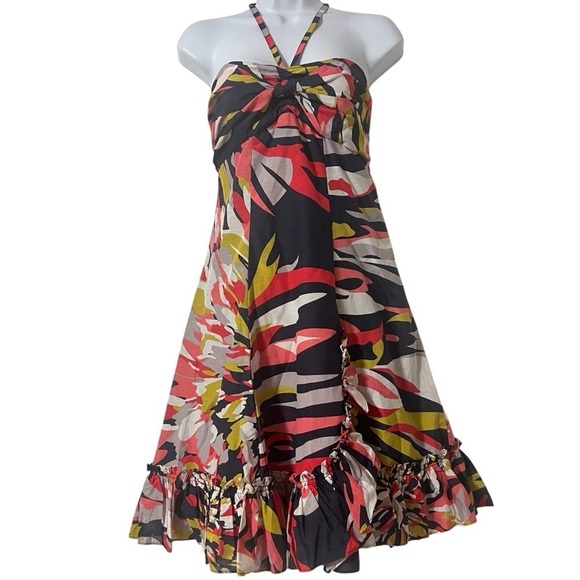 NEW Ted Baker Merus Convertible Silk Blend Halter Ruffle Dress Sz 2 or US 6 - Picture 2 of 14